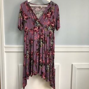 NWOT Hello Miz Purple Floral Maternity Dress Sz S